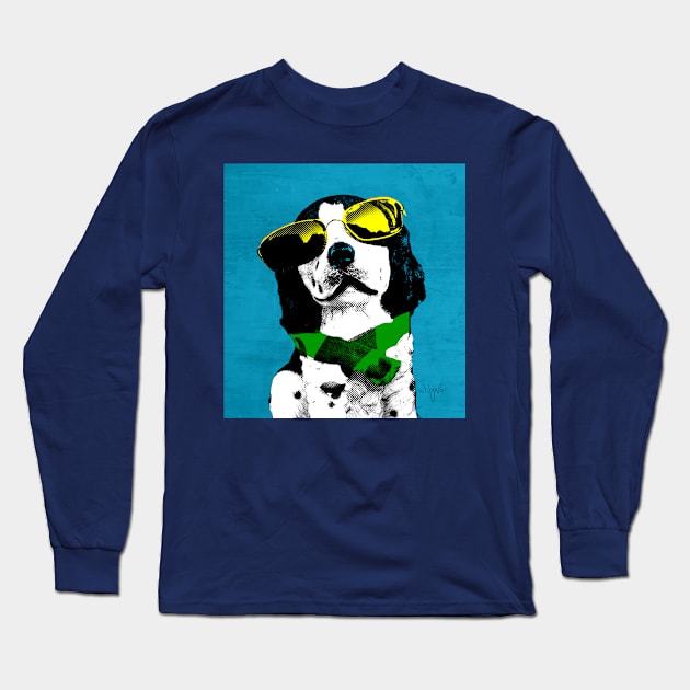 DOG POP ART BLUE GREEN Long Sleeve T-Shirt by NYWA-ART-PROJECT